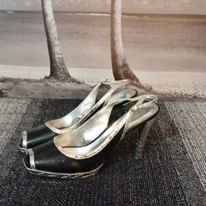 Make Offer! Audrey Black and Silver Slingback Heels